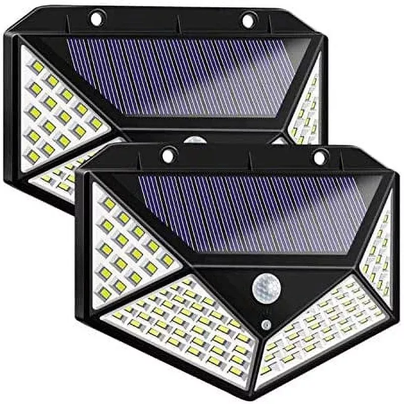 2 Pack 100 LED Solar Motion Sensor Lights - Wireless, Outdoor, IP65 Waterproof