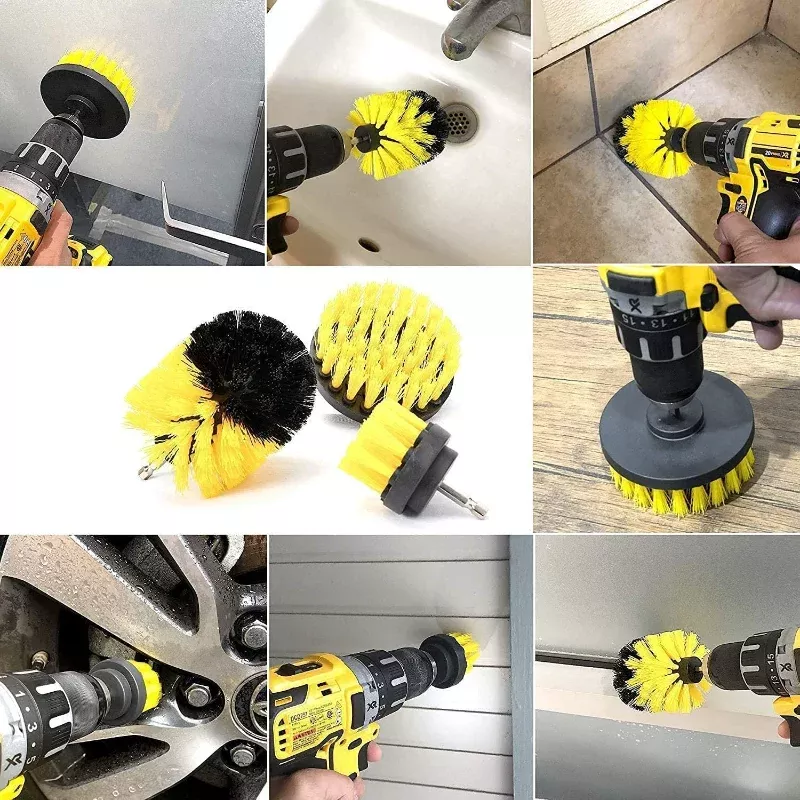 3 Pack All Purpose Drill Brush Power Scrubber Cleaning Brush Set