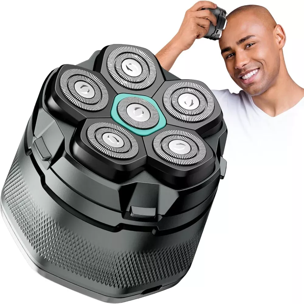 6D Cordless Bald Head Shaver – Men’s Head & Face Use – Wet/Dry IPX6 Waterproof – LED Display, Body Shaver & Clippers – Gift for Balding Men