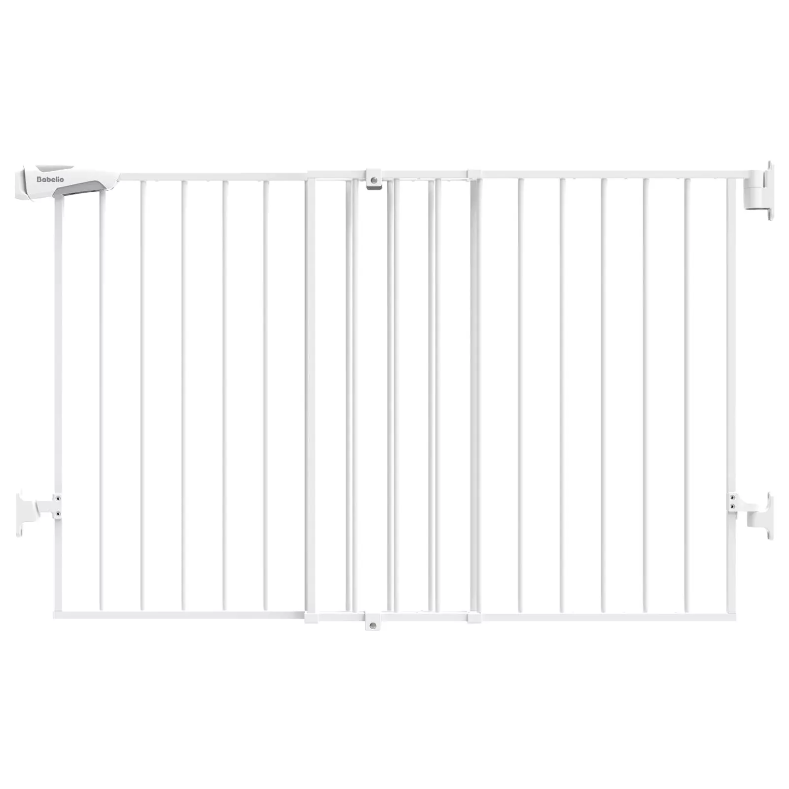 Babelio 31.5-55' No Bottom Bar Baby Gate Extra Wide, 2-In-1 Auto Close Dog Gate For The House, Stairs And Doorways, With Large Walk Thru Door, White
