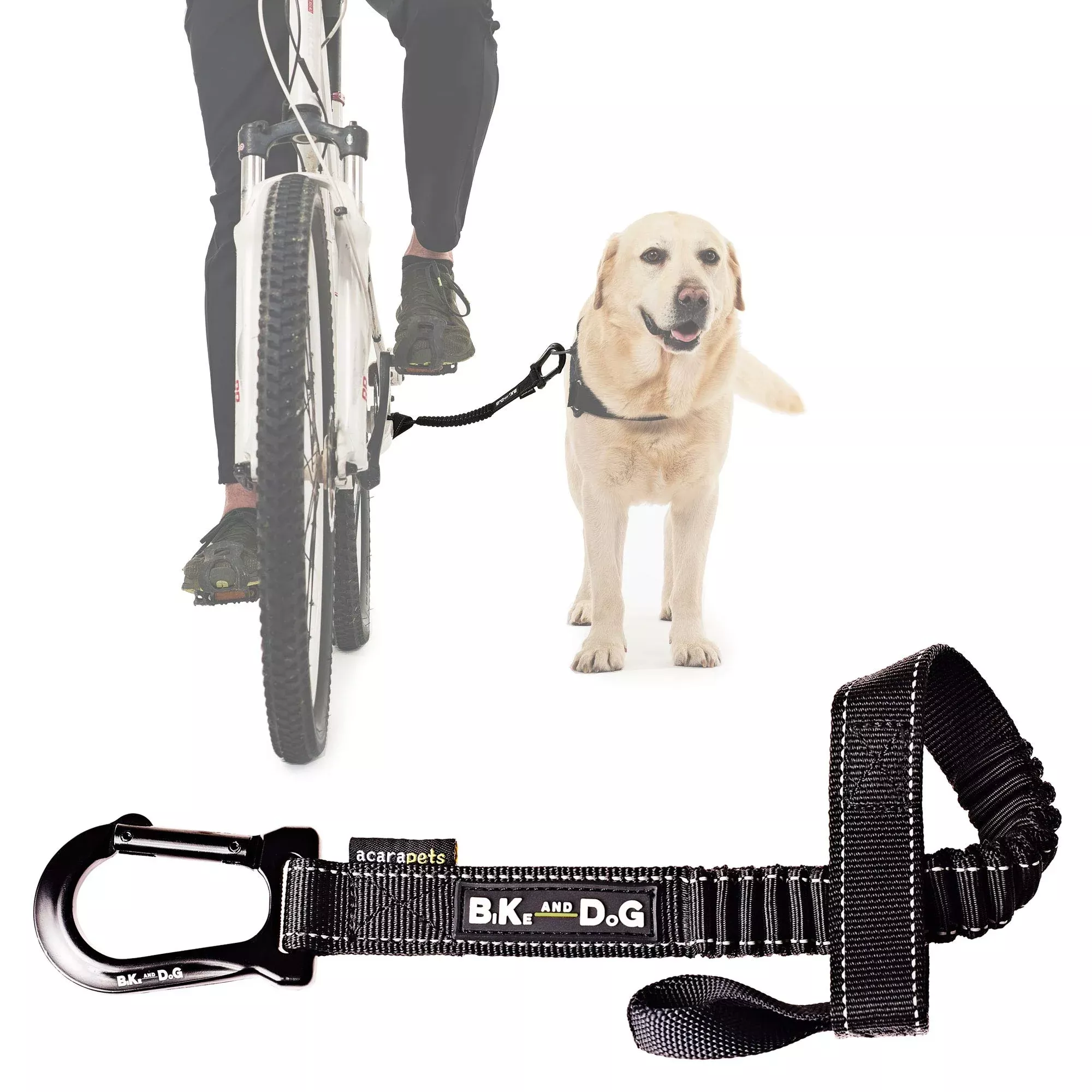 BIKE AND DOG Dog Bike Leash - Hands-Free Nylon Leash for Small to Large Dogs, One Size, Black, Model SDGGGGGH
