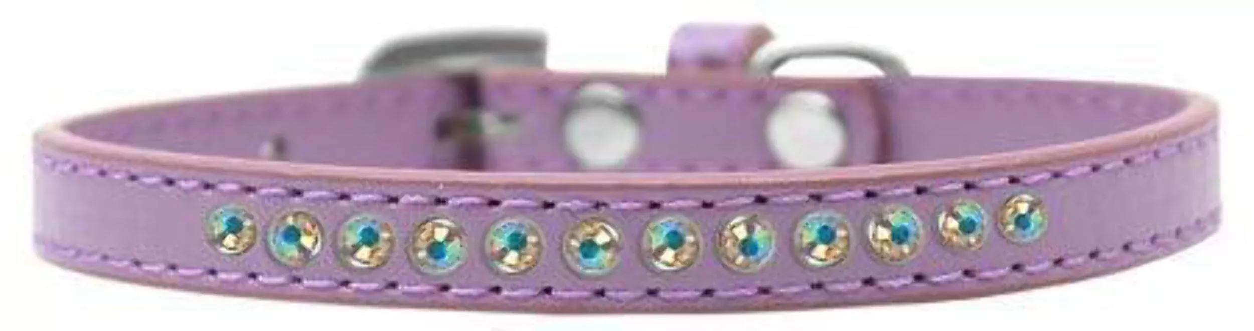 Dog, Puppy & Pet Fashion Collar, "Aurora Borealis Crystal Rimsets" Lavender 16