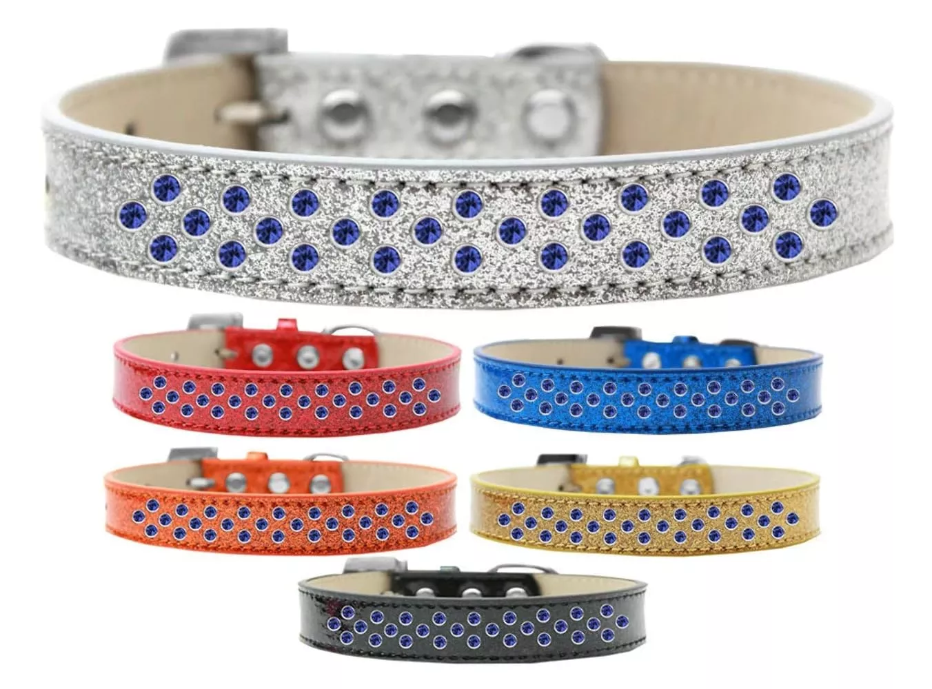Dog, Puppy & Pet Ice Cream Collar, Blue Crystal Rimsets Sprinkles Red 12