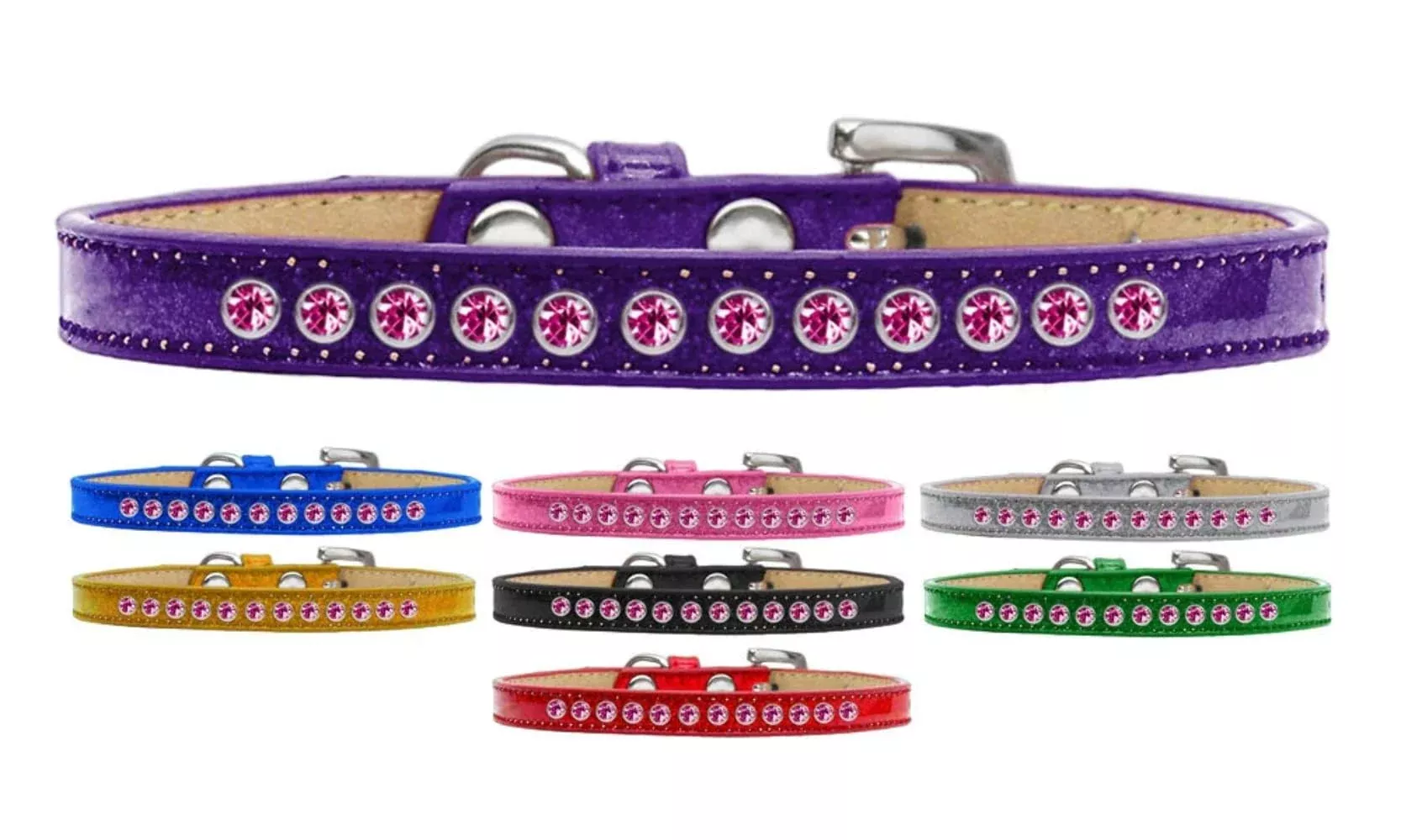 Dog, Puppy & Pet Ice Cream Collar, Bright Pink Crystal Rimsets Red 14