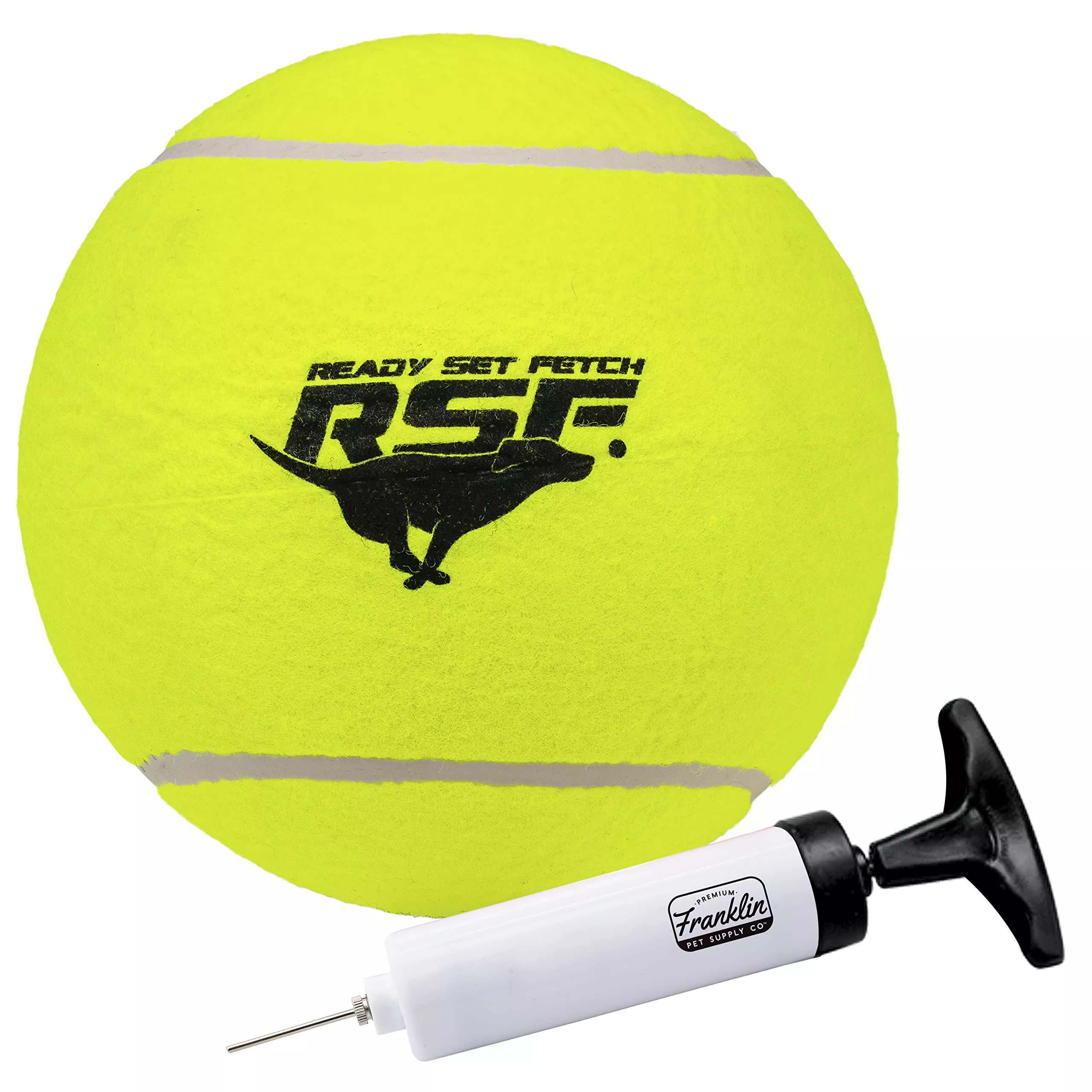 Franklin Pet Supply Oversized Dog Tennis Ball - 8.5" Jumbo Yellow/White - Pump Included