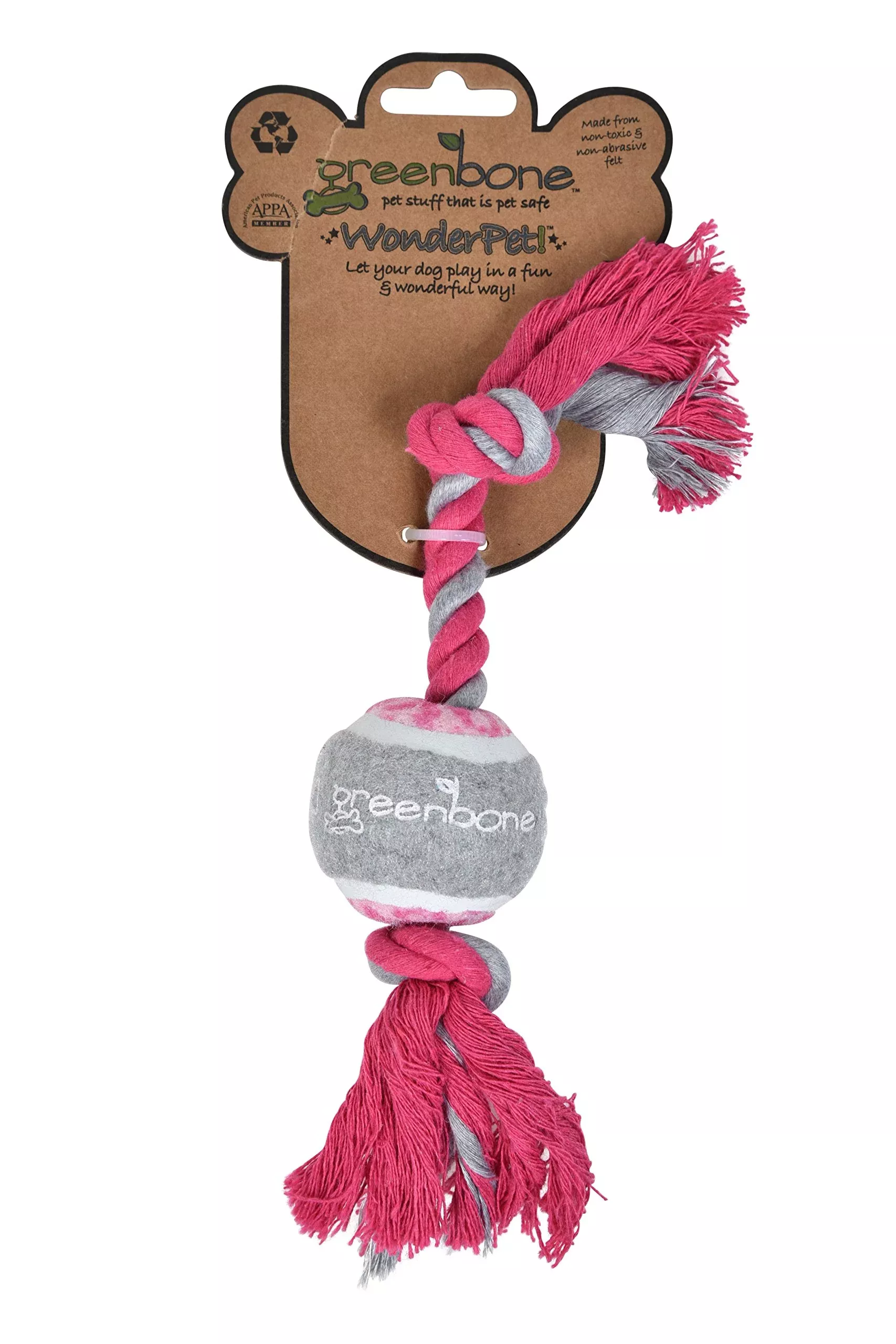 Greenbone Wonderpet Pull n Play Mini Double Knot Tennis Ball Toys for Small Dogs - Durable, Engaging Playtime