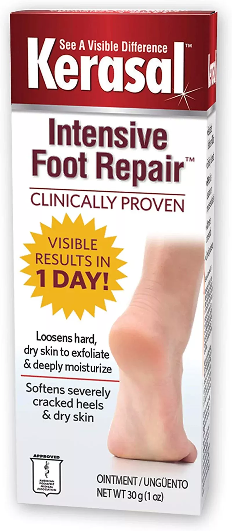 Kerasal Intensive Foot Repair, Skin Healing Ointment for Cracked Heels and Dry Feet, 1 Oz