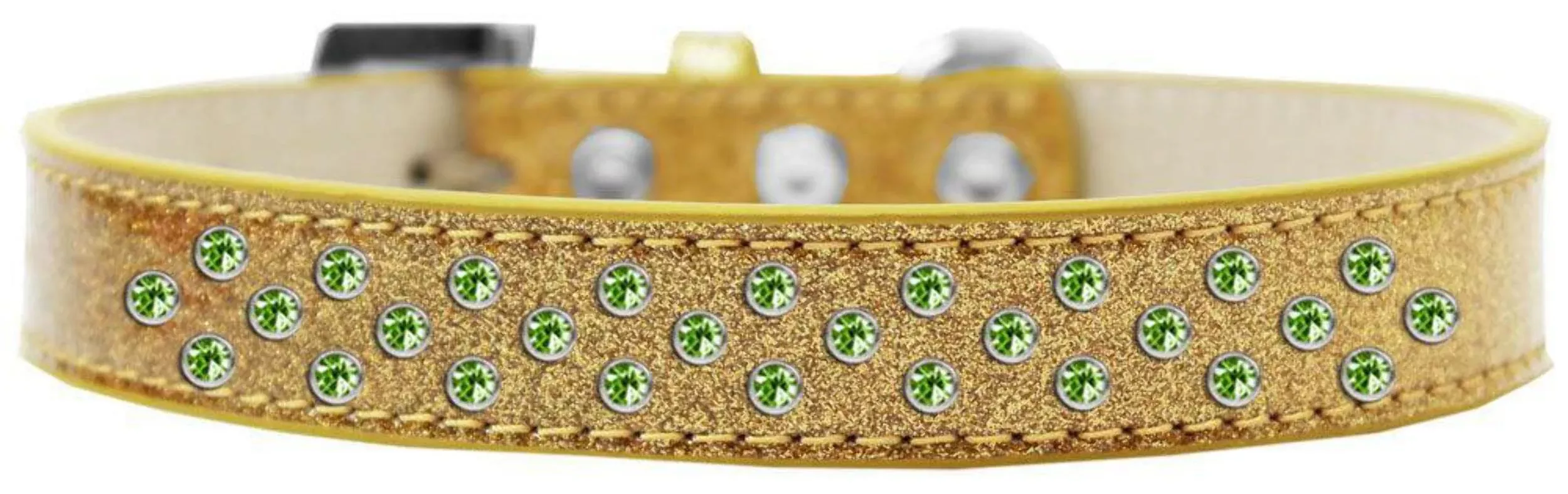 Mirage Pet Products Sprinkles Ice Cream Dog Collar with Lime Green Crystals, Size 20, Gold