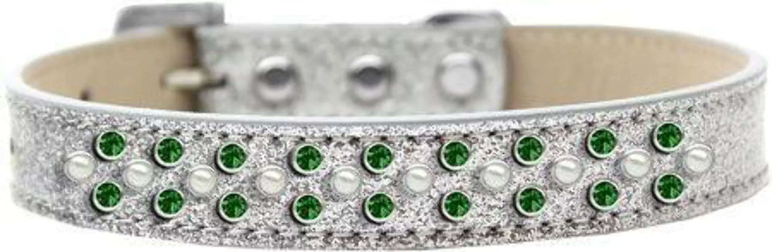 Mirage Pet Products Sprinkles Ice Cream Dog Collar with Pearl and Emerald Green Crystals, Size 20, Black