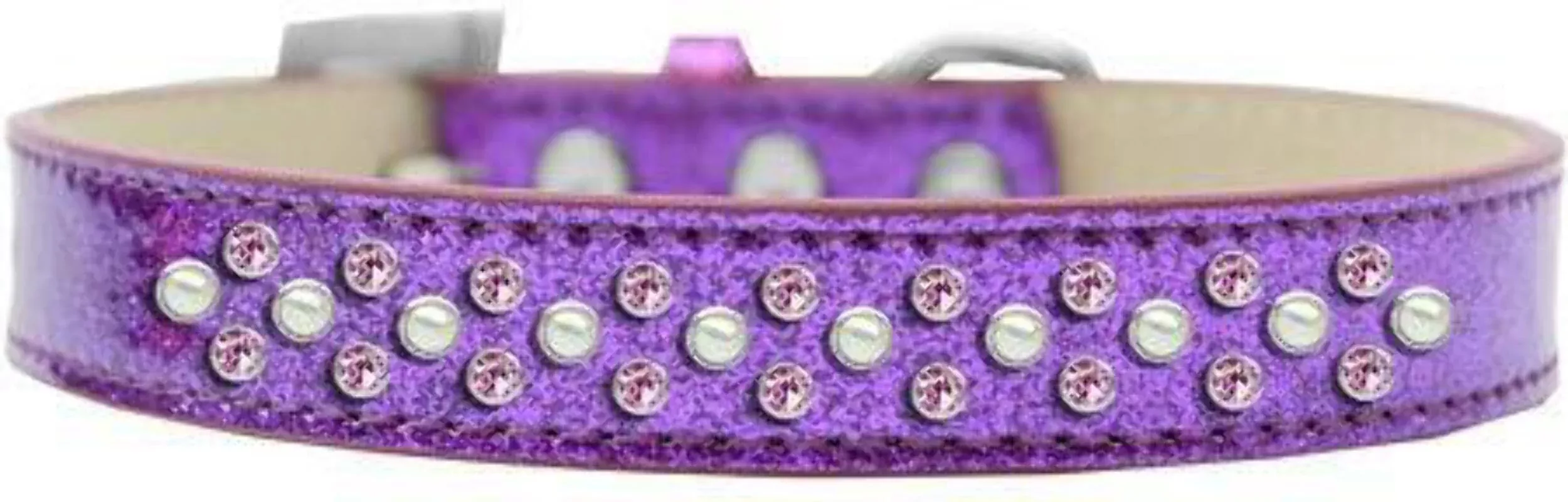 Mirage Pet Products Sprinkles Ice Cream Dog Collar with Pearl and Light Pink Crystals, Size 16, Purple