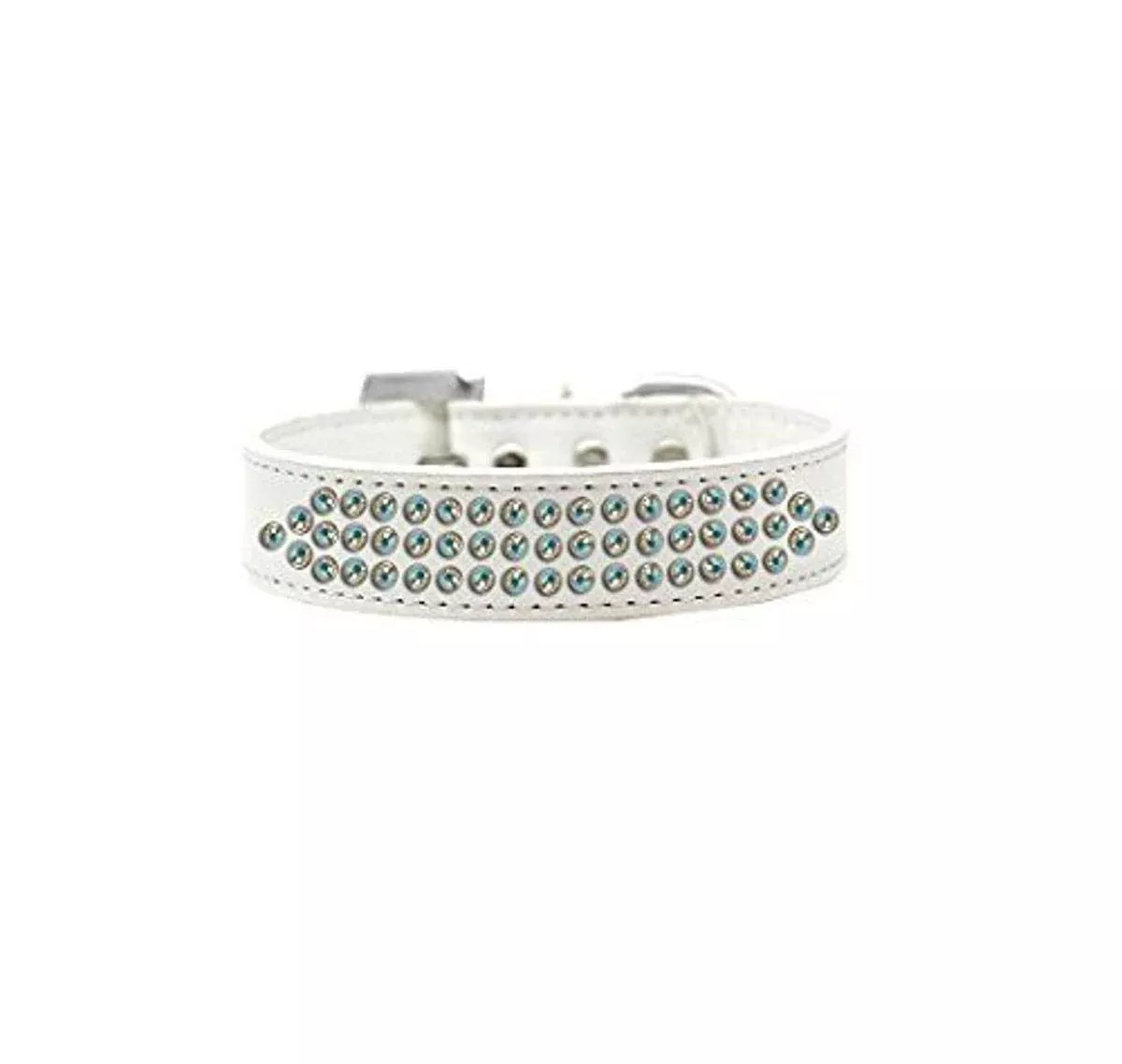 Mirage Pet Products Three Row AB Crystal Dog Collar, Size 12, White