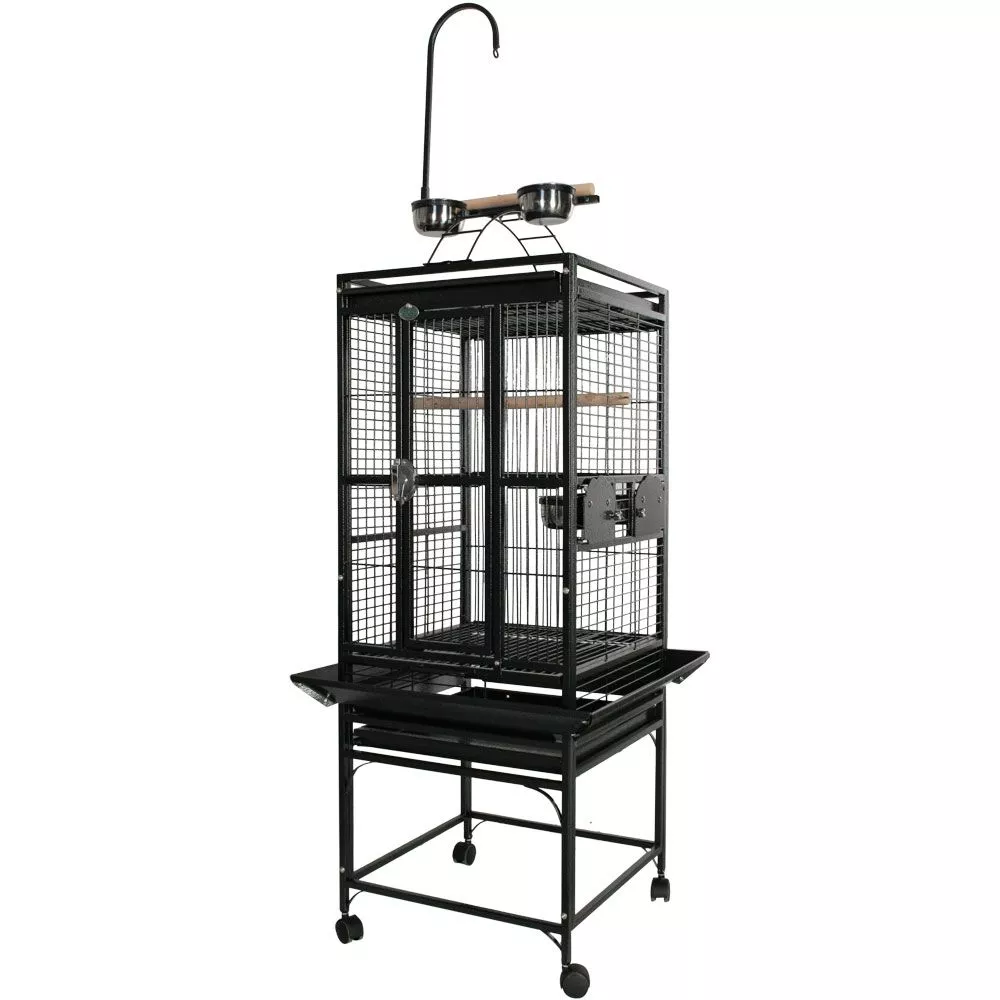 Play Top Bird Cage with 1/2" Bar Spacing - Stainless Steel (18"x18"x54")