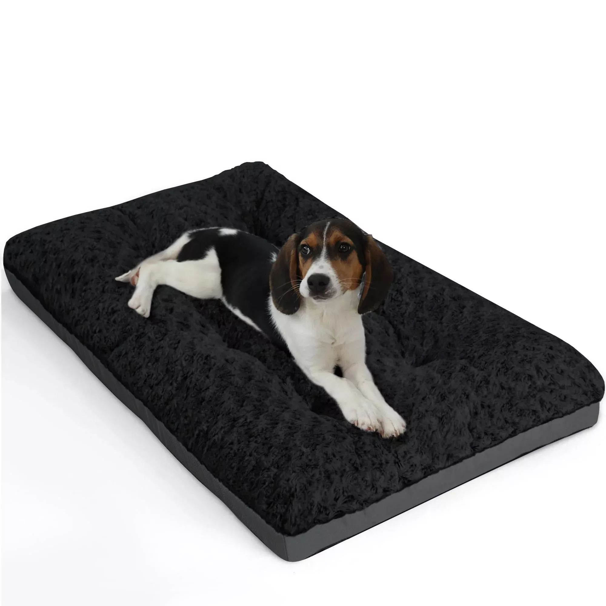 POCBLUE Deluxe Black Washable Dog Bed for Small Dogs, 24 x 17, Comfy Anti-Slip Crate Mat for Dogs Up to 25 lbs