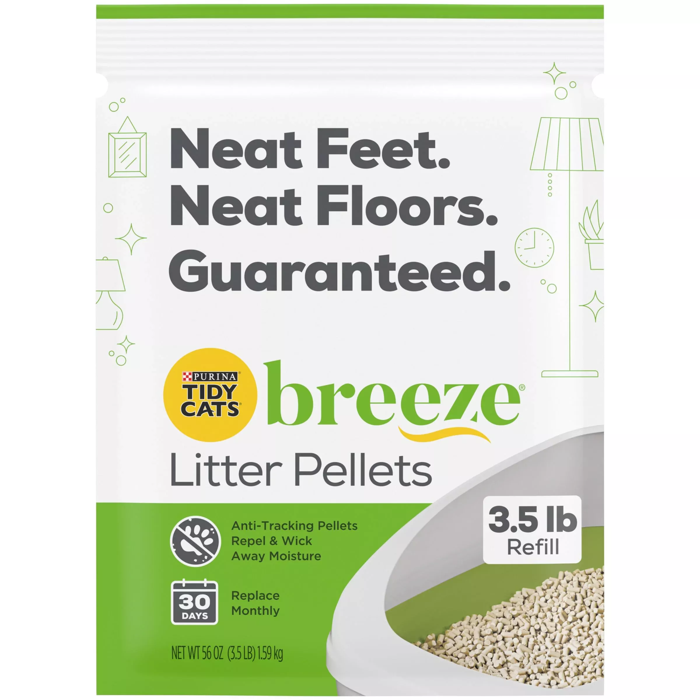 Purina Tidy Cats Breeze Cat Litter Pellets, 3.5 lb Refill, Natural Mordenite Zeolite, Ideal for Odor Control