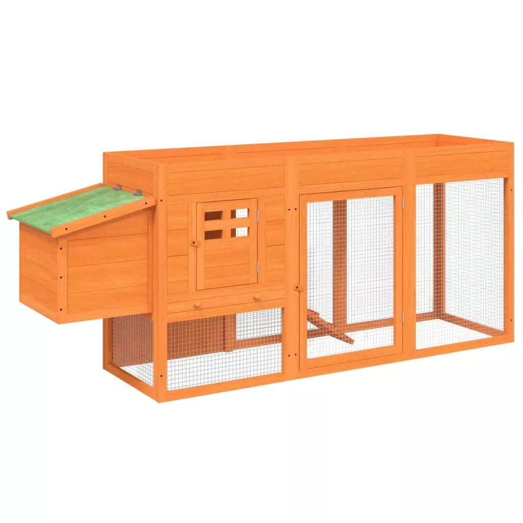 vidaXL Chicken Coop Hen House/Brown Pine Poultry Cage with Run, 80.3"x19.7"x33.1" / Rabbit and Small Animal Hutch